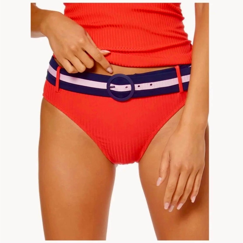 NWOT Jessica Simpson Belted Red Bikini Bottoms, S
